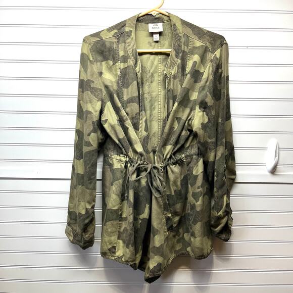 Knox Rose Long Sleeve Tie Waist Lightweight Camo Print Jacket Size L - Picture 1 of 14